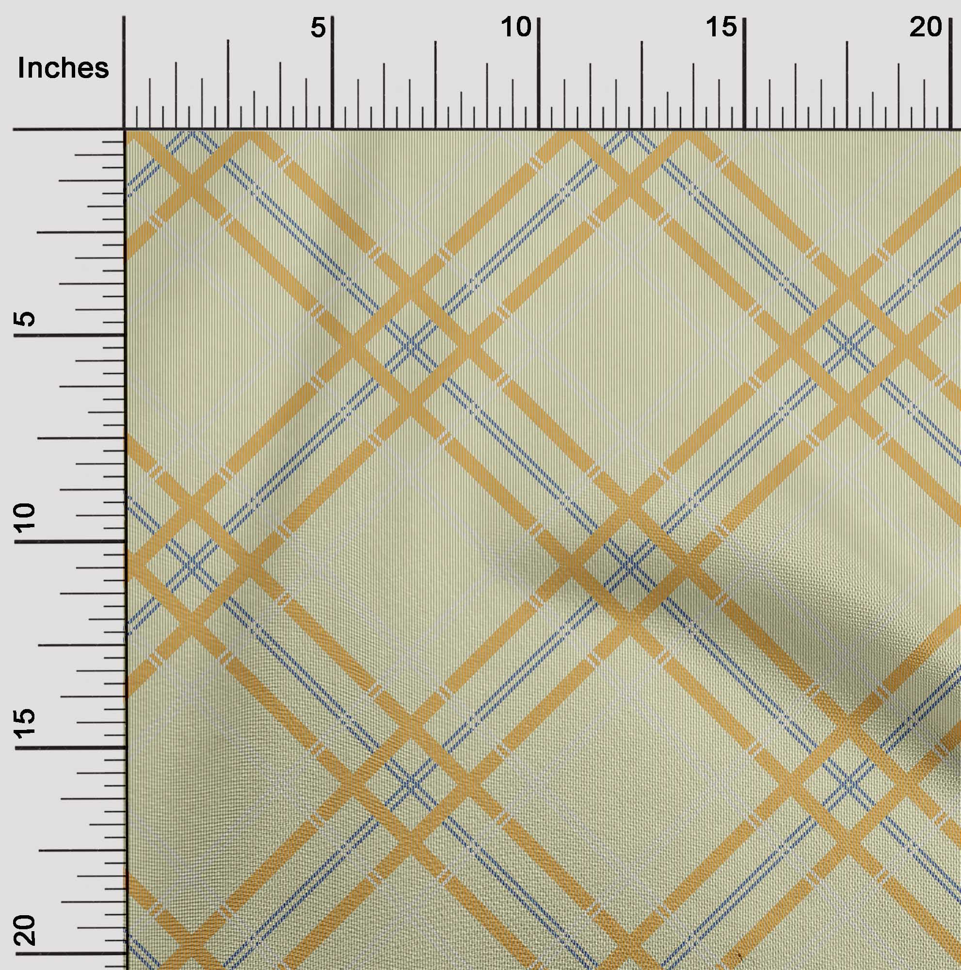 oneOone Organic Cotton Voile Fabric Tartan Check Print Fabric By The ...