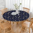 thumbnail image 3 of Dark Blue Moon Pattern Round Fitted Tablecloth with Elastic Edge,Dining Table Cover Waterproof,Outdoor Round Tablecloth for Camping,Dining,Indoor and Outdoor, 3 of 7