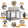 thumbnail image 4 of Syngar Dog Crate on Wheels, Wooden Dog Cage with Lockable Double Doors and Lift Top, Modern Home 2-in-1 Dog House End Table Furniture, Dog House for Small/Medium Sized Dogs, Gray, 38.58"L, 4 of 7