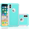 thumbnail image 1 of iPhone X Case, iPhone X Cute Case, Tekcoo [Tmajor] Shock Absorbing [Grey/Turquoise] Rubber Silicone & Plastic Scratch Resistant Bumper Grip Rugged Hard Cases Cover For Apple iPhone X (5.8 inch), 1 of 4
