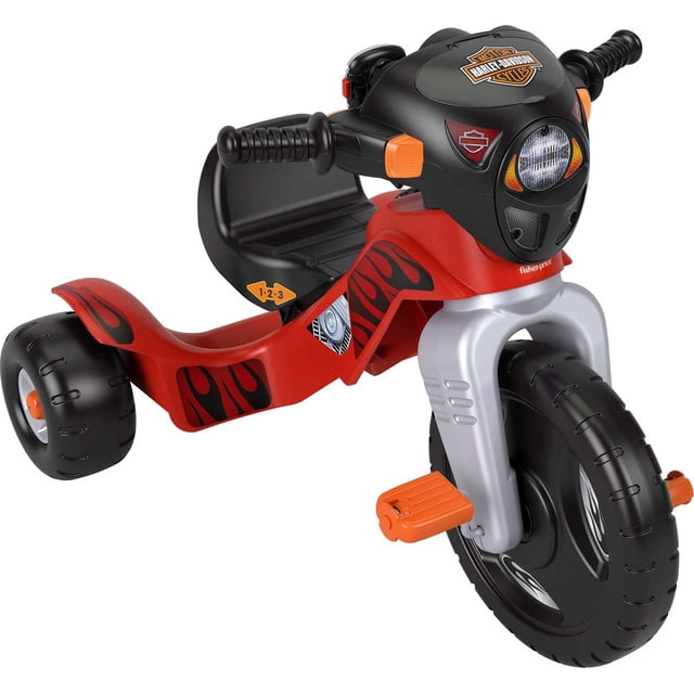 Fisher-Price Toddler Tricycle Harley-Davidson Lights & Sounds Trike, Toy Bike with Adjustable Seat & Storage for Outdoor Play Kids Ages 2+ Years