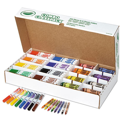 Crayons and Markers Combo Classpack, Eight Colors, 256/Set - Zerbee