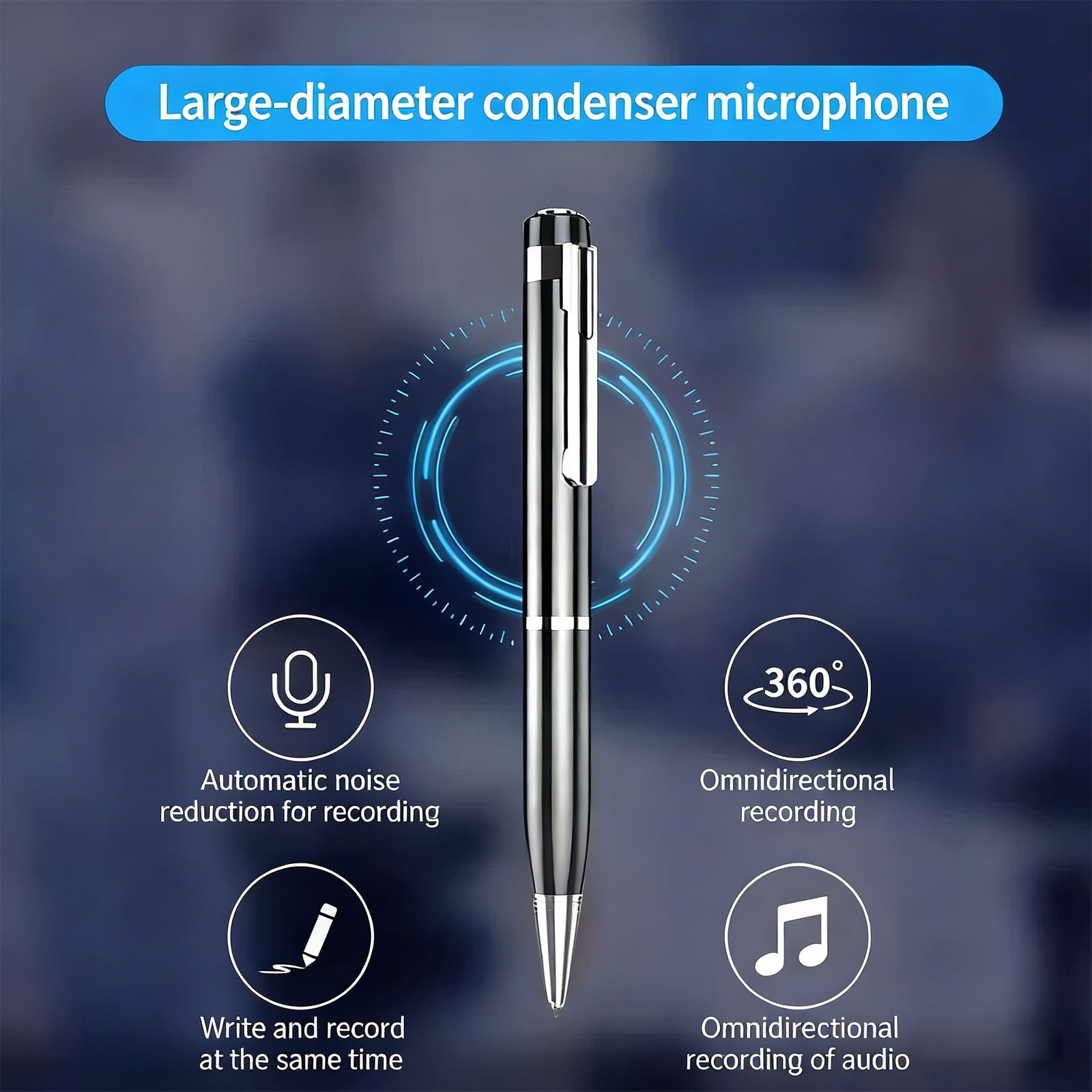 Advanced Digital Voice Recorder 32GB Internal Memory Auto Record Feature For Effortless Capturing