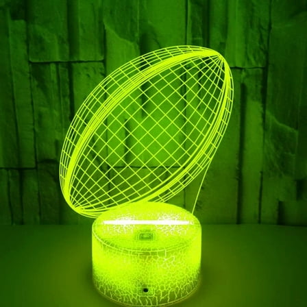 YSTIAN 3D Rugby Football Night Light led Lamp Illusion 7 Color Changing Table Desk Decoration Lamps Birthday Gift Acrylic Base USB Cable Toy
