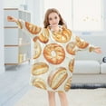 thumbnail image 5 of Different Shapes Of Bread Flannel Wearable Blankets Hooded Design Long Sleeves Wrap Unisex for 3T-14Y S, 5 of 7