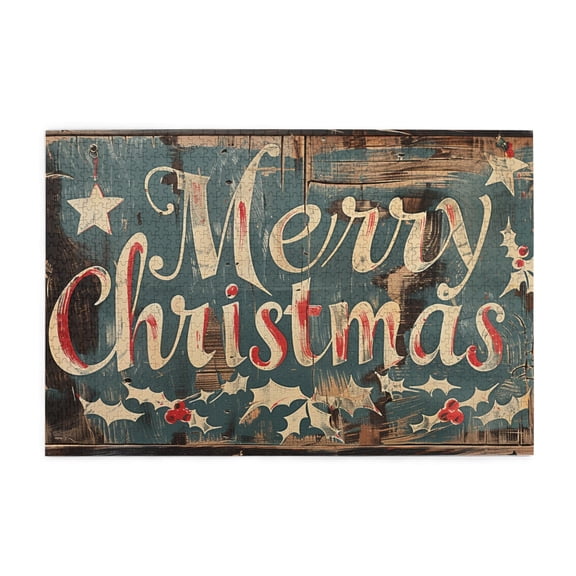 1000 PCS Retro 'Merry Christmas' Slogan Puzzles For Adults 1000 Pieces,Unique And Beautiful Design,Funny Holiday Gifts,1000 Piece Jigsaw Puzzle For Adults Challenging Puzzle Perfect For Game Nights