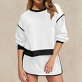 thumbnail image 3 of Gfyviroh Women's 2 Piece Tracksuit Sets Long Sleeve Crew Neck Sweatshirts and Drawstring Skirts with Pockets Shorts Outfits Patchwork Lightweight Athletic Sets, 3 of 8