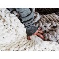 thumbnail image 2 of Hand Knitted Thick Blanket Thick Warm Cozy Soft To Touch100x200cmWhite, 2 of 3