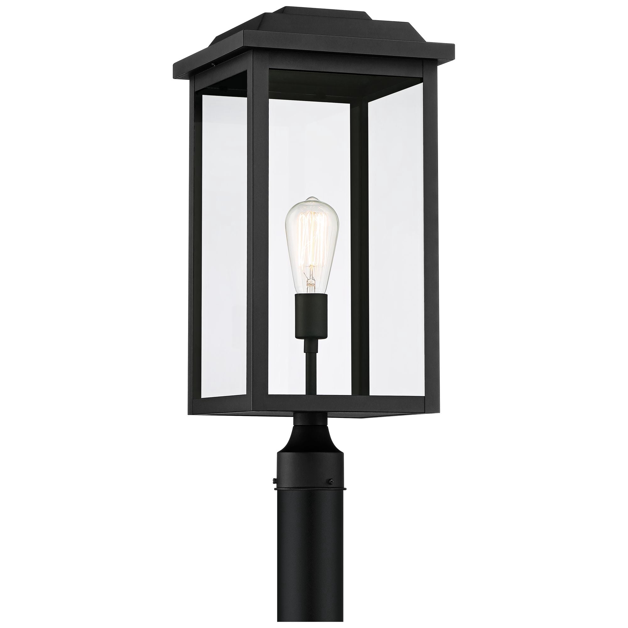 John Timberland Eastcrest Modern Outdoor Post Light Textured Black 22 1/2" Clear Glass Panels for Exterior Barn Deck House Porch Yard Patio Outside