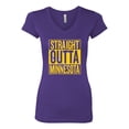 thumbnail image 2 of Straight Outta Minnesota MIN Fan | Fantasy Football | Womens Sports Slim Fit Junior V-Neck Tee, Purple Rush, Large, 2 of 4