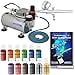 thumbnail image 3 of Master Airbrush Cake Decorating Airbrushing System Kit with a Gravity Feed Airbrush, Set of 12 Chefmaster Food Colors, Pro Cool Runner II Dual Fan Air Compressor - Hose, Holder, How To Guide, Cupcakes, 3 of 4