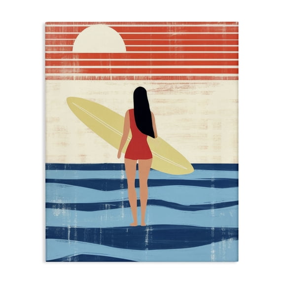 Stupell Industries Mid-Century Rustic Surfer Girl Abstraction Canvas Art, 16 x 20, by Lazar Studio