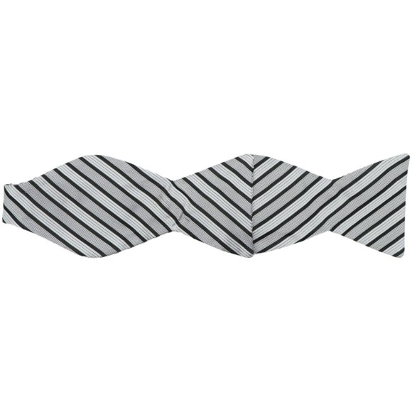 Carrot and Gibbs Men's Silver / Black Diagonal Stripes Bow Tie - One Size
