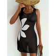 thumbnail image 5 of Women Swimsuit Cover up Flower Printed Bikini Sleeveless Beach Dress Crochet Hollow Out Coverup Alsol Lamesa, 5 of 5