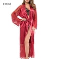 thumbnail image 1 of Bata larga de encaje sexy para mujer Ropa de dormir Albornoz Camisón, rojo vino, XXXL Inevent XX000217-18, 1 of 7