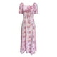 thumbnail image 3 of WILLBEST Vestido Midi Floral para Mujer, Vestido Fruncido con Abertura En El Busto, Estilo Bohemio, Cuello Cuadrado, Manga Corta, para Verano Extra Grande, 3 of 3