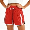 thumbnail image 2 of Costeam Womens High Waisted Athletic Shorts Drawstring Casual with Side Pockets Elastic Waist Side Stripe Dolphin Hem Workout Running Short Pants Lightweight Quick Dry Lounge Shorts, 2 of 6