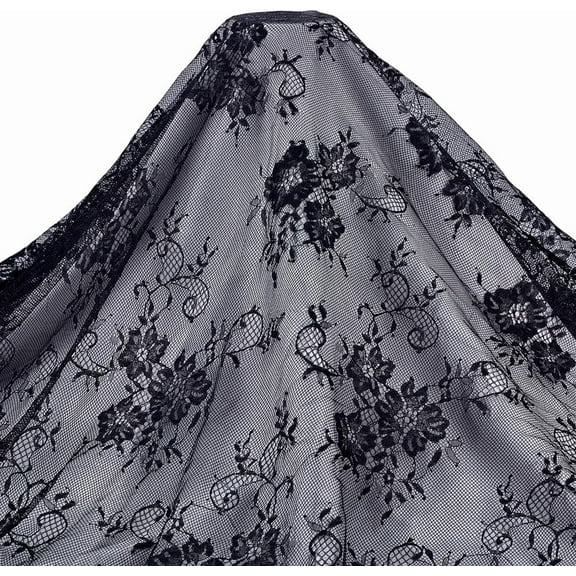 3.3 Yards Black Nylon Lace Fabric Flower Pattern Lace Trim 59 Inches Wide Floral Pattern Ribbon French Sewing Fabrics