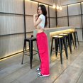 thumbnail image 2 of Cargo Pants There Are Side Pockets Straight Y2K Style High Waist Casual Model, 2 of 4