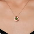 thumbnail image 3 of Gem Stone King 18K Rose Gold Plated Silver Round Green Tourmaline 3 Stone Circle Pendant Necklace for Women (0.75 Cttw, Gemstone October Birthstone, With 18 inch Chain), 3 of 6