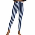 thumbnail image 6 of Womens Legging Pants Black White Striped Ankle Length Stretchy Soft Legging Pants Elastic High Waist Yoga Trousers (L, Dark Blue), 6 of 6