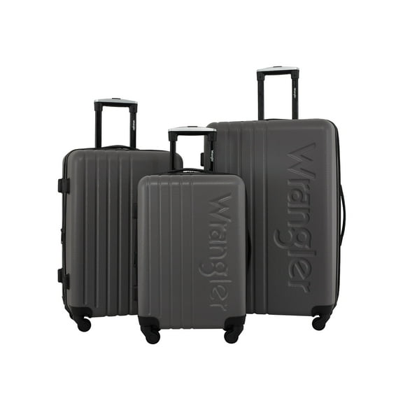 Wrangler 3-Piece Expandable Rolling Upright Luggage Set, Granite Gray