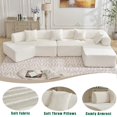 thumbnail image 4 of 140" Modern L-Shaped Sectional Couch for Living Room, No-Assembly Cloud Couch with Chaise, Boucle Modular Sofa, 4-Seat Boneless Foam-Filled Living Room Furniture, White, 4 of 8