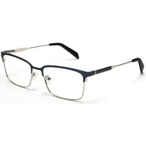 Tango Optics Square Metal Eyeglasses Frame Luxe RX Stainless Steel Nikolaas Tinbergen Blue Silver Accent For Prescription Lens -
