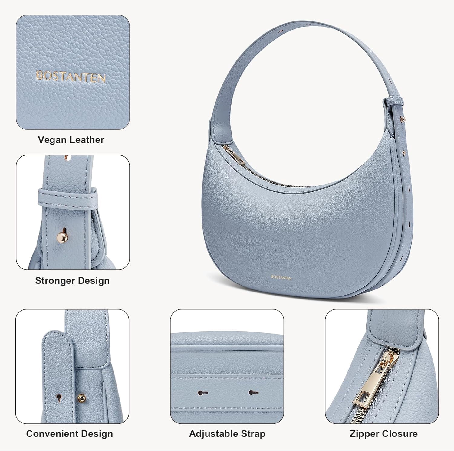 Crescent Shoulder Bag for Women Trendy Crossbody Hobo Purse Vegan Leather Clutch Handbag Adjustable Strap