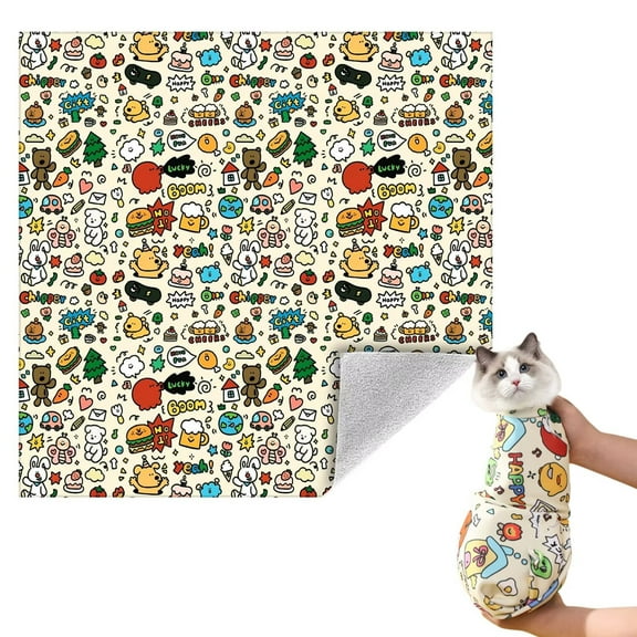 Greenjoy Self-Adherent Cat Grooming Wrap, Anti-Scratch & Anti-Escape Soft Cat Restraint Bag, Cat Grooming Supplies for Cutting Nails, Multifunctional Swaddle Wrap Pet Tool