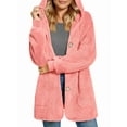 thumbnail image 3 of Warm Fleece Jackets for Women, Fuzzy Hooded Casual Coats Cardigan Sweaters Outerwear with Pockets Pink XL, 3 of 8