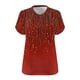 thumbnail image 5 of Camiseta de Base de Impresión de Manga Corta con Cuello en V para las Mujeres, Más Tamaño Estante de Imitación Casual Superior, 5 of 9