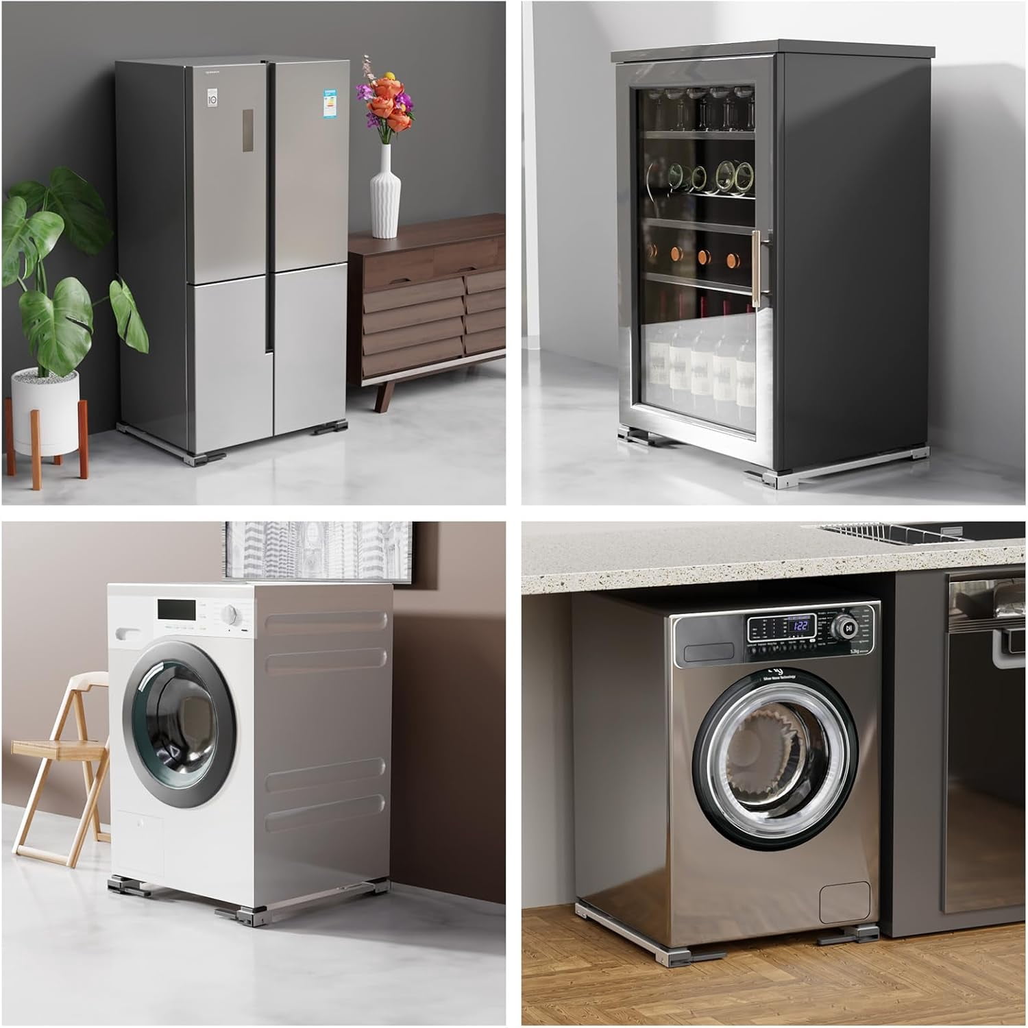 Appliance Rollers Heavy Duty,Newest Extendable Appliance Sliders,Liftable Washing Machine Base,Easily Move Washer and Dryer Machines,Refrigerators,Furniture-White