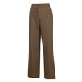 thumbnail image 5 of REALiKUN Women's Stretchy High Waisted Wide Leg Button-Down Pants Sailor Bell Flare Pants Brown XXL, 5 of 8