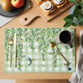 thumbnail image 2 of Spring Plants Placemats Set of 4, Watercolor Birds Leaves Flowers Green Plaid Placemats for Dining Table, Place Mats for Kitchen Tabletop, Waterproof Wipeable Dining Table Mats Set, 2 of 9