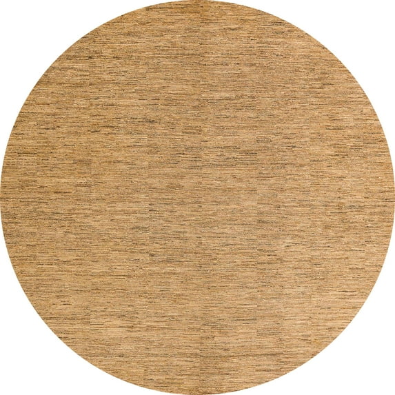 Ahgly Company Machine Washable Indoor Round Abstract Orange Area Rugs, 5' Round