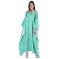 thumbnail image 2 of Moomaya Boat Neck Caftan Rayon Cover Up Printed Cold Shoulder Kaftan Maxi Dress, 2 of 6