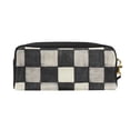 thumbnail image 2 of Portable Makeup Storage Bag 7.87×3.35×2.16in Portable Design Pu Leather Made Of A Bag For Multi-Use Darkgray Checked Hand-Drawn Sketch_3, 2 of 4