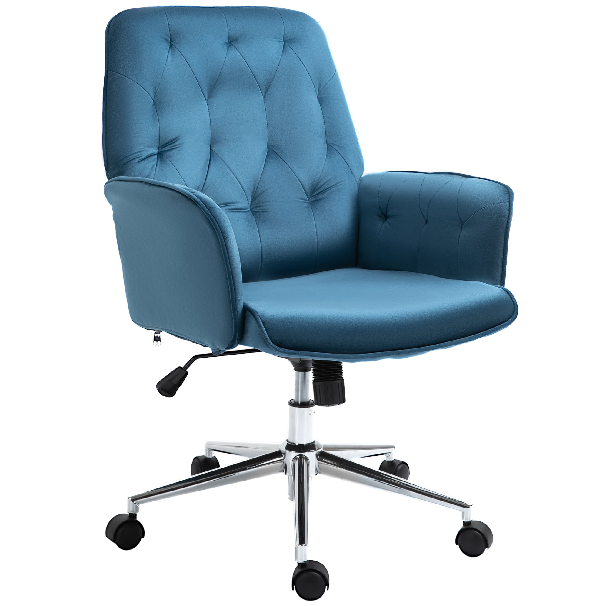 Vinsetto Modern Mid-Back Tufted Velvet Fabric Home Office Task Chair with Arms, Swivel 
