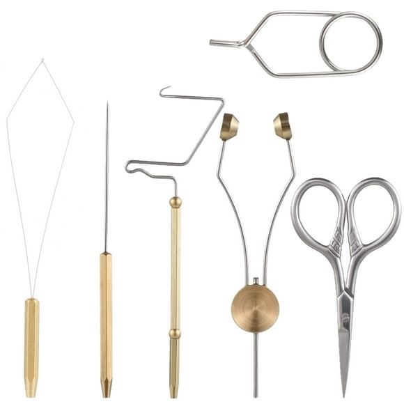Kit Combo d'Outils de Nouage de Mouches Finitionneur de Fouet Enfileur de Bobine Bodkin pour Leurres de Pêche