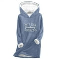 thumbnail image 3 of Feancey Womens Winter Fleece Hoodie Trendy Letter Print Thermal Tops Thick Warm Sherpa Lined Hooded Sweatshirts Cozy Soft Loungewear Pajamas Light Blue S, 3 of 4