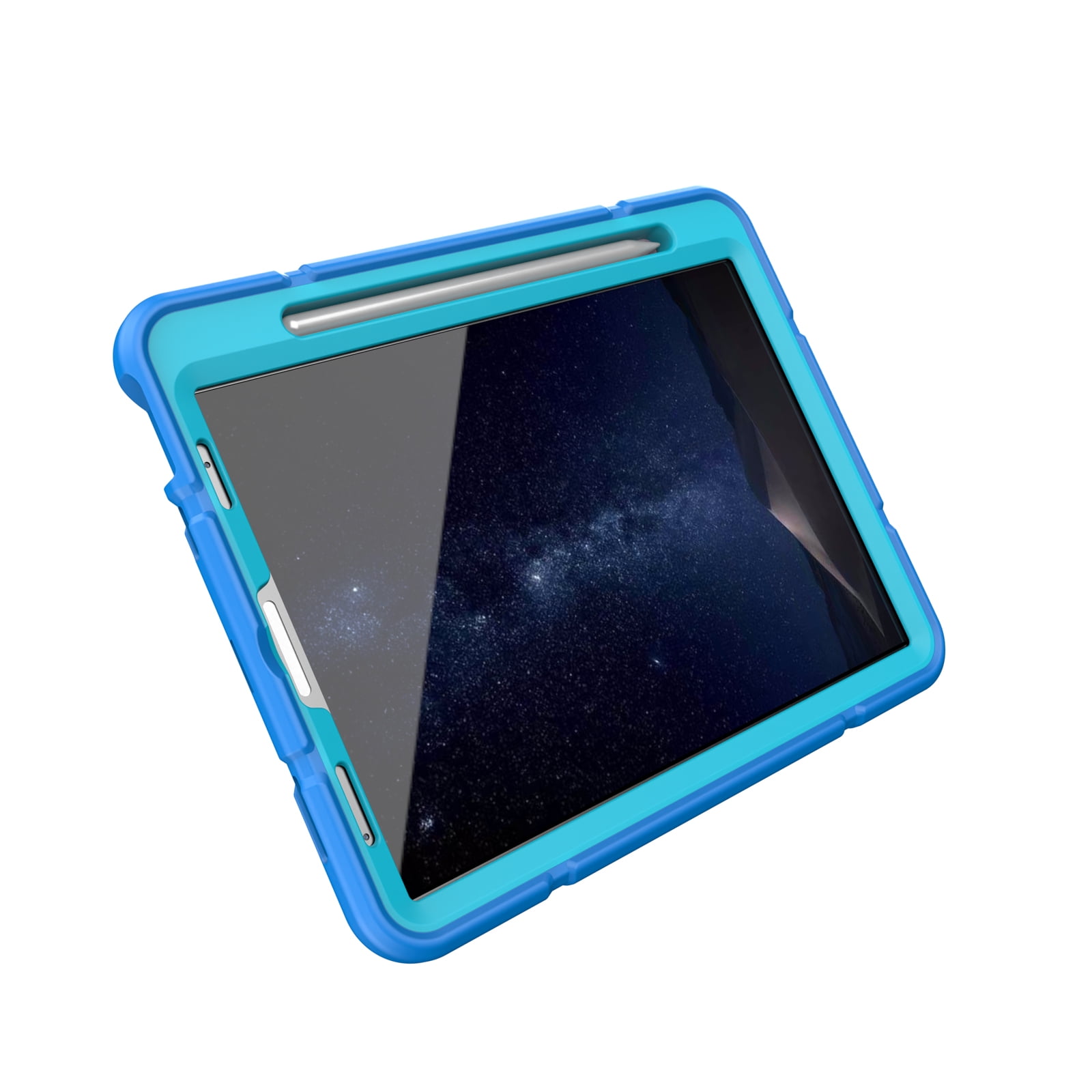 Allytechgroup Case for Apple iPad Air 11 Inch M4 M3 M2 2026/2025/2024, Rugged Tablet Case with Kickstand Pencil Holder Logo Hole Kids Friendly TPU + PC Cover, Blue