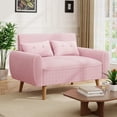 thumbnail image 6 of Sobaniilo 47" Small Modern Loveseat Sofa, Mid Century Linen Fabric 2-Seat Sofa Couch Tufted Love Seat with Back Cushions and Tapered Wood Legs for Living Room, Bedroom and Small Space (Pink), 6 of 7