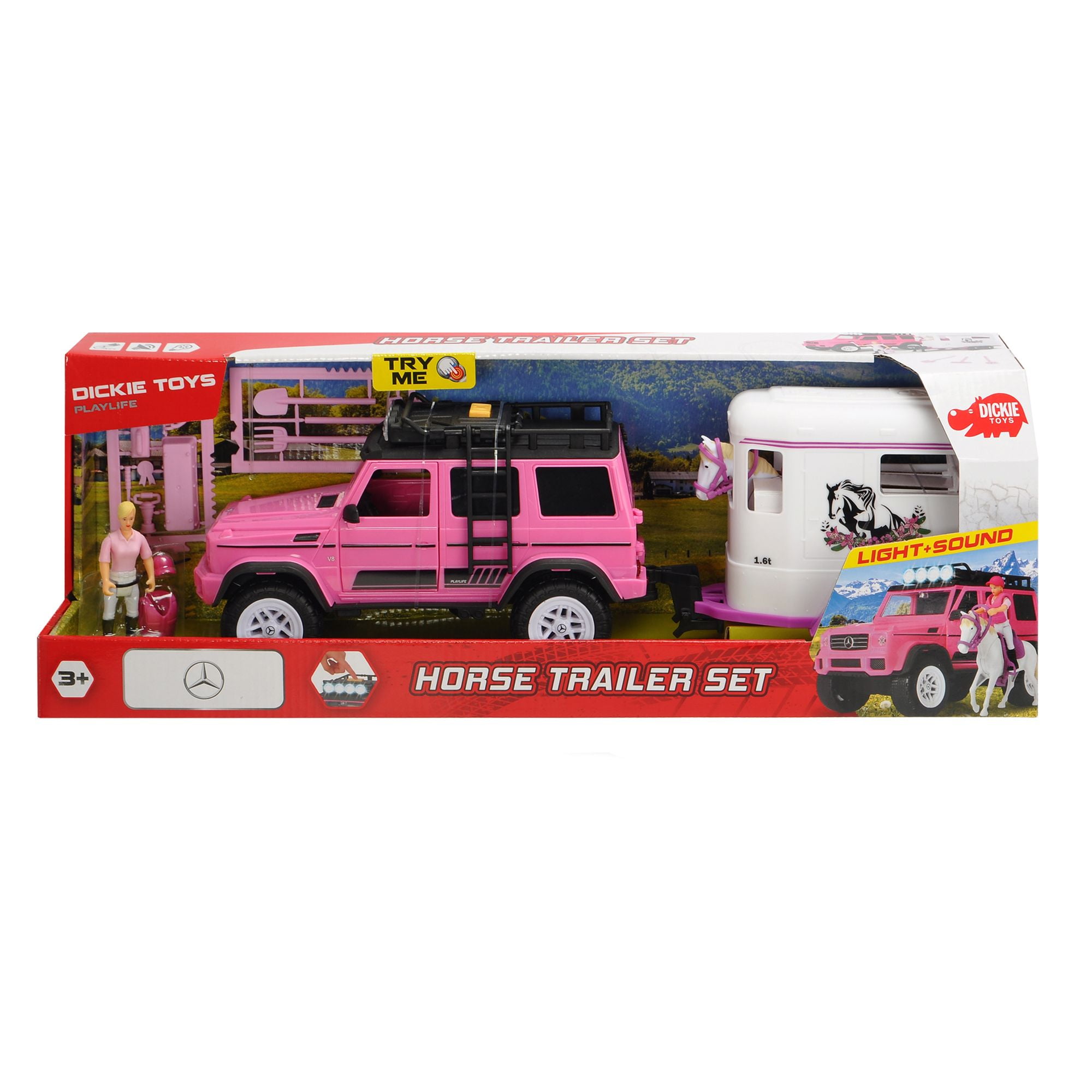 pink truck and horse trailer toy