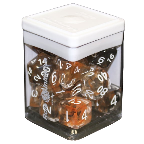 Role 4 Initiative Polyhedral Dice - Lava Field w/White Numbers (15) New