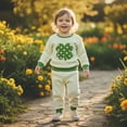 thumbnail image 4 of Toddler Baby Boy Girl St.Patrick's Day Outfit Shamrock Embroidery Long Sleeve Crewneck Sweatshirt Tops and Pants 3 6 12 18 24 Months 2T 3T Spring Clothes Set, 4 of 10