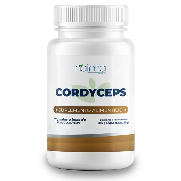 NAIMA Cordyceps, 100 Cápsulas | Suplemento 100% Puro y Natural | Energía y Vitalidad, Resistencia Física | Ideal para Hombres y Mujeres | Antioxidante Natural, Sin Aditivos