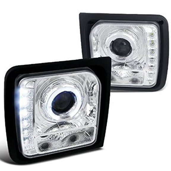 Spec-D Tuning LHP-CHKE97-RS Jeep Cherokee Chrome Clear Halo SMD LED DRL Projector Headlights
