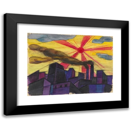 Karl Wiener 14x11 Black Modern Framed Museum Art Print Titled - Factory Stads (1939)