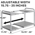 thumbnail image 2 of Under Sink 2-Tier Heavy Duty Expandable Rack Organizer, Adjustable Width 15.75–25 Inches with 4 Shelf Height Levels, Silver, 2 of 4
